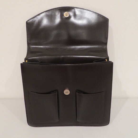 Vintage Handheld Satchel Wilkes Bashford Dark Brown Leather Purse Bag Top Handle - Picture 7 of 16